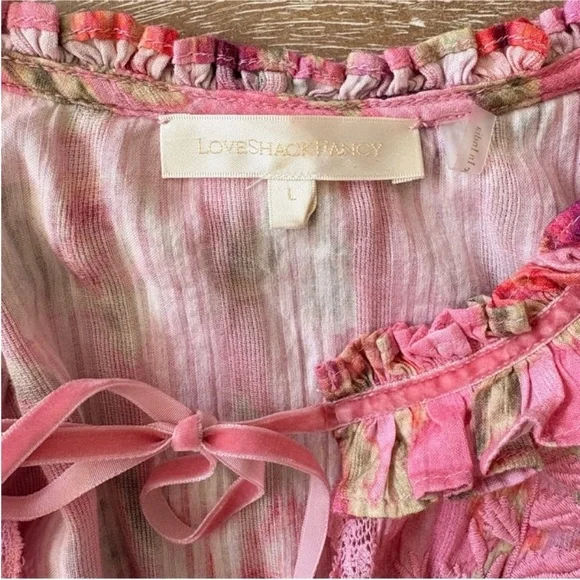 LoveShackFancy Pink Floral Tiered Midi Dress - Picture 7 of 15